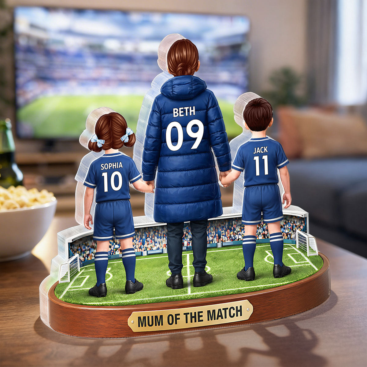 Mum Of The Match - Personalised Acrylic Block Plaque - Gift For Football Mum
