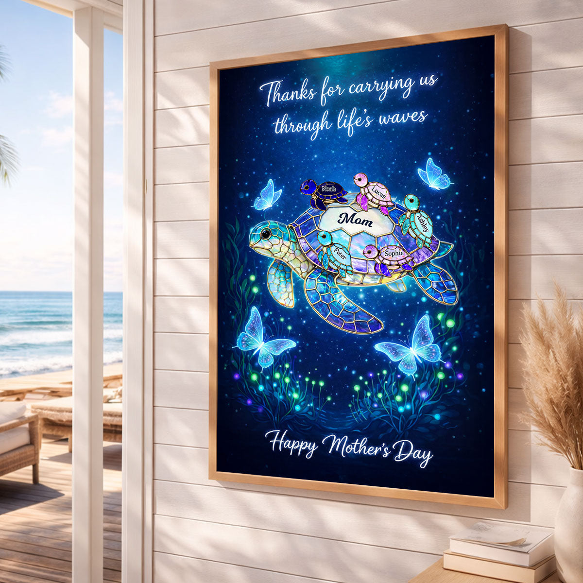 Thanks for Carrying Us Through Life's Waves - Personalized Poster - Mother's Day Gift for Mom, Wife