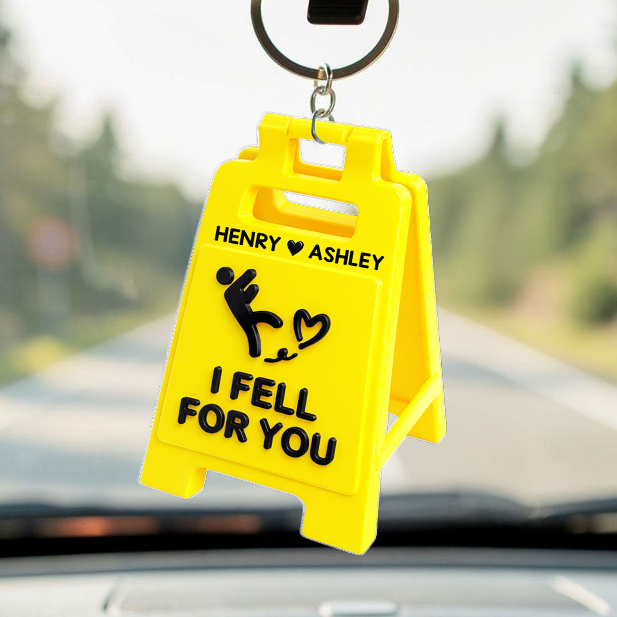Romantic Message Sign I Fell For You - Personalized Acrylic Keychain - Valentine's Gift For Him, For Her, For Couple