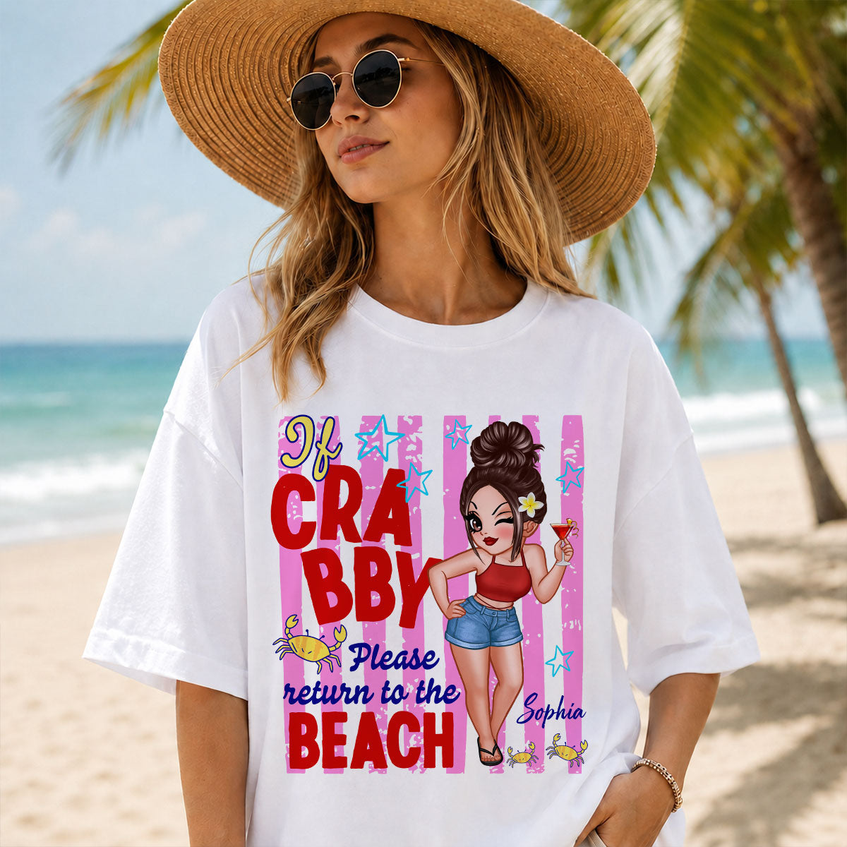 If Crabby Please Return to the Beach, Funny Sassy Summer Vacation Tee - Personalized Shirt