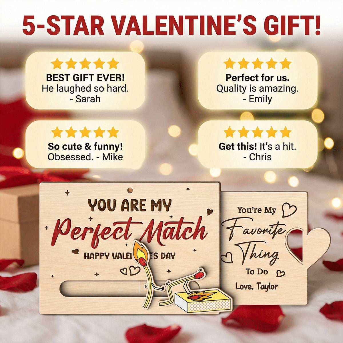 You're My Perfect Match Funny Inappropriate Couple - Personalized Wooden Slider Ornament - Valentine's Day Gift For Him, For Her