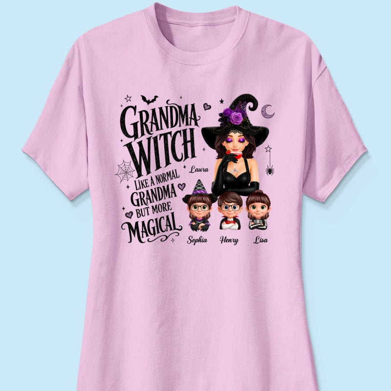 Grandma Witch More Magical - Personalized Shirt - Trendy Halloween Tee for Grandma