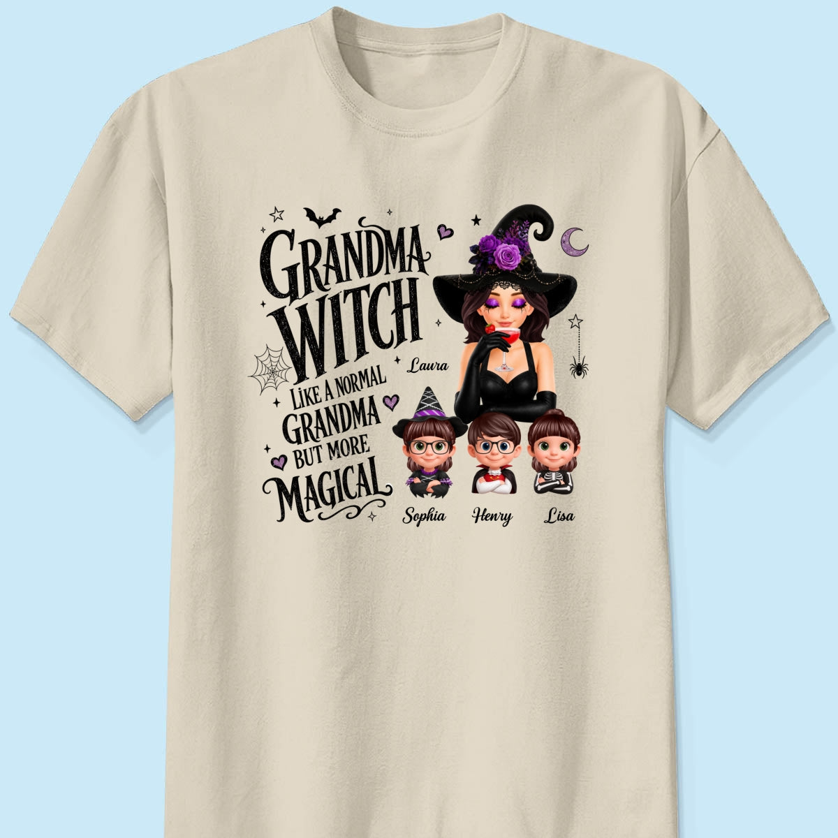 Grandma Witch More Magical - Personalized Shirt - Trendy Halloween Tee for Grandma