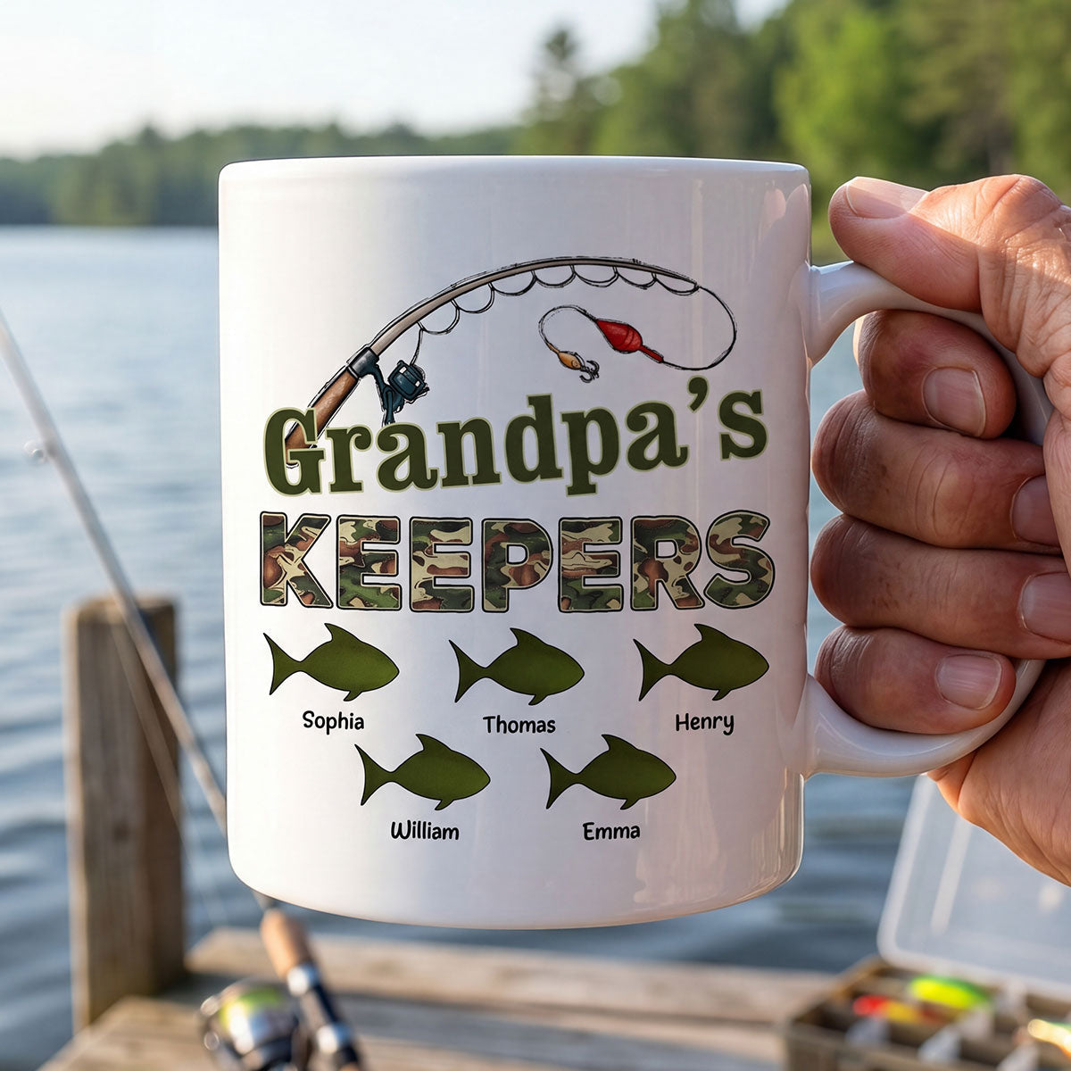 Fishing Grandpa's Keepers - Personalized Mug - Father's Day Gift For Grandpa, Dad