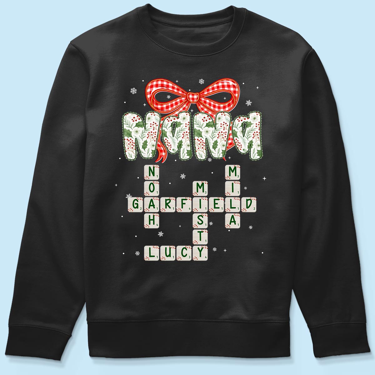 Grandma Coquette Floral Christmas Pattern Crossword Puzzle Art - Personalized Shirt