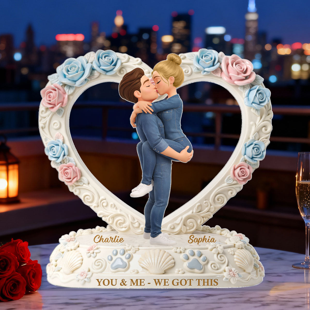 You & Me We Got This Heart Rose - Personalized Acrylic Block Plaque - Anniversary, Valentine's Day Gift, Gift For Him, Gift For Her