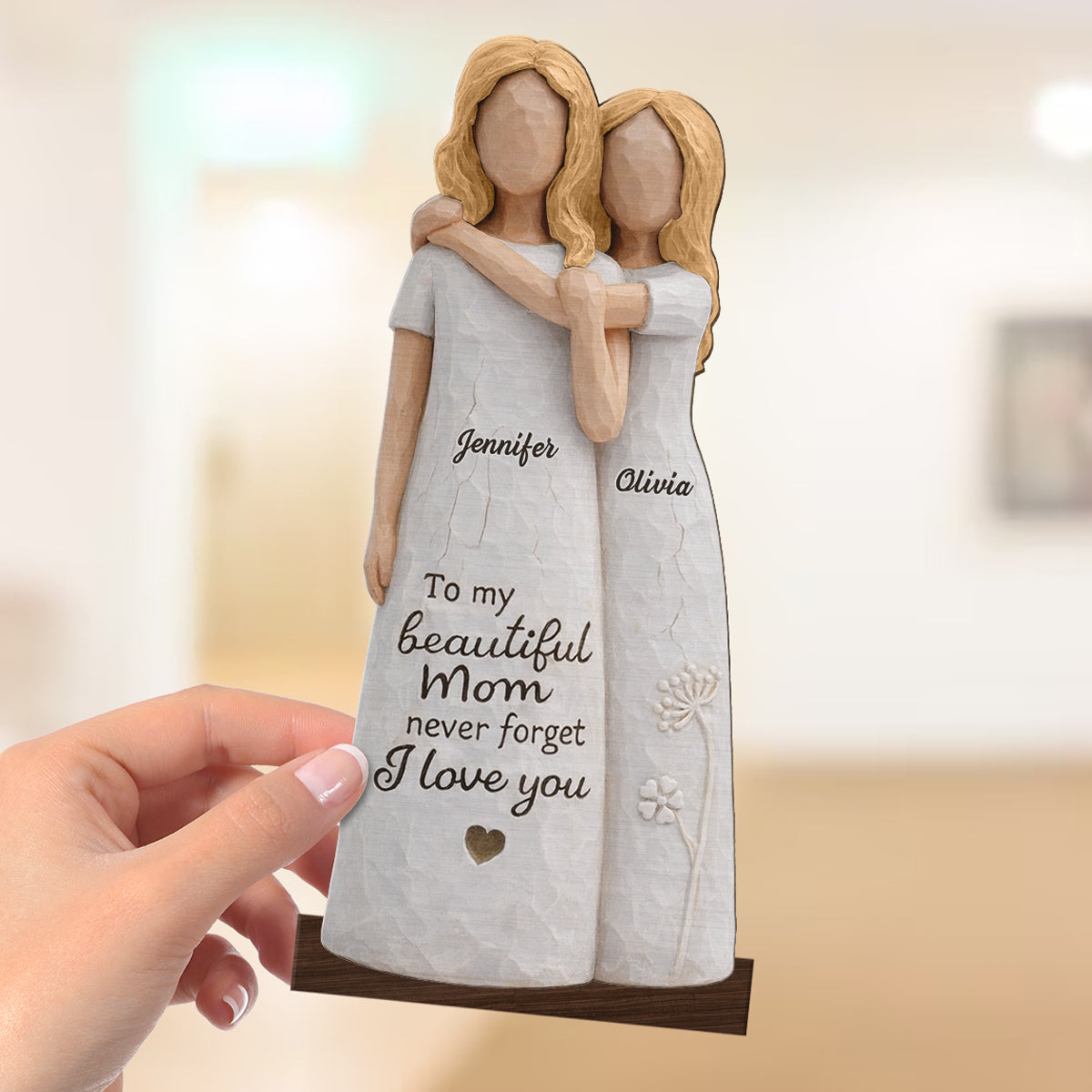 To My Beautiful Mom Never Forget I Love You - Personalized 2-Layered Wooden Plaque - Mother's Day Gift for Mom