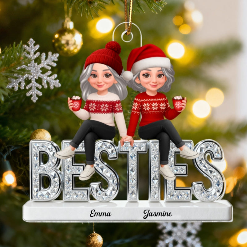 Beautiful Besties Forever Together Christmas - Personalized Acrylic Ornament - Gift For Best Friends