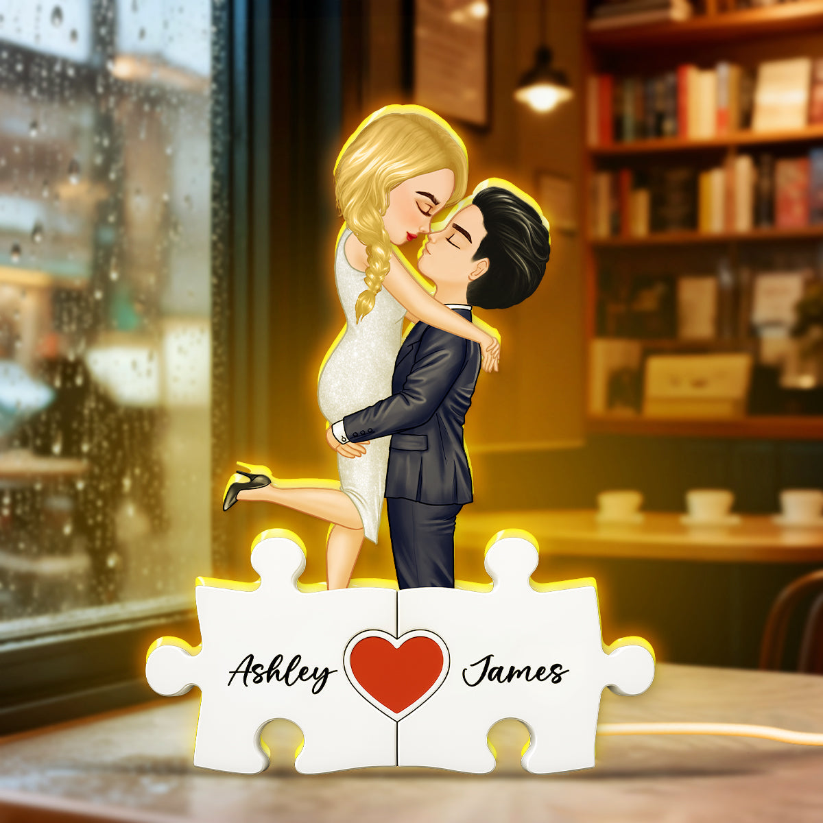 Puzzle Name Couple - Personalized Light Box - Gift for Couple, for Her, for Him