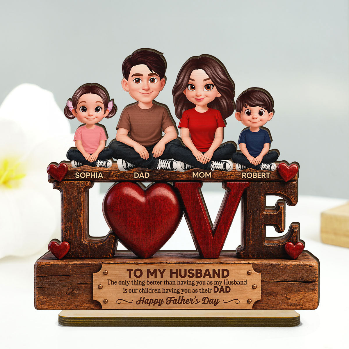 Forever Family Love To My Husband The Only Thing - Personalized 2-Layered Wooden Plaque -  Gift For Husband, Dad