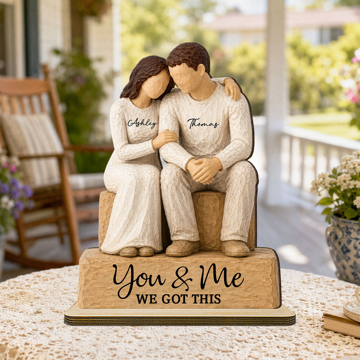 Rustic Sentimental Couple Forever Together - Personalized 2-Layered Wooden Plaque - Anniversary Gift For Couple