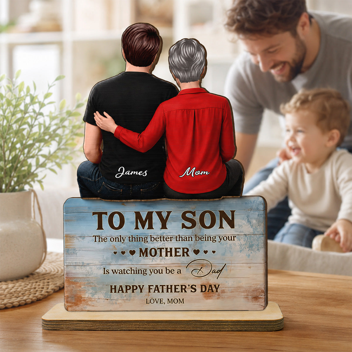 To My Son Happy  2D Flat - Personalized Wooden Plaque - Heartfelt  Gift For Son