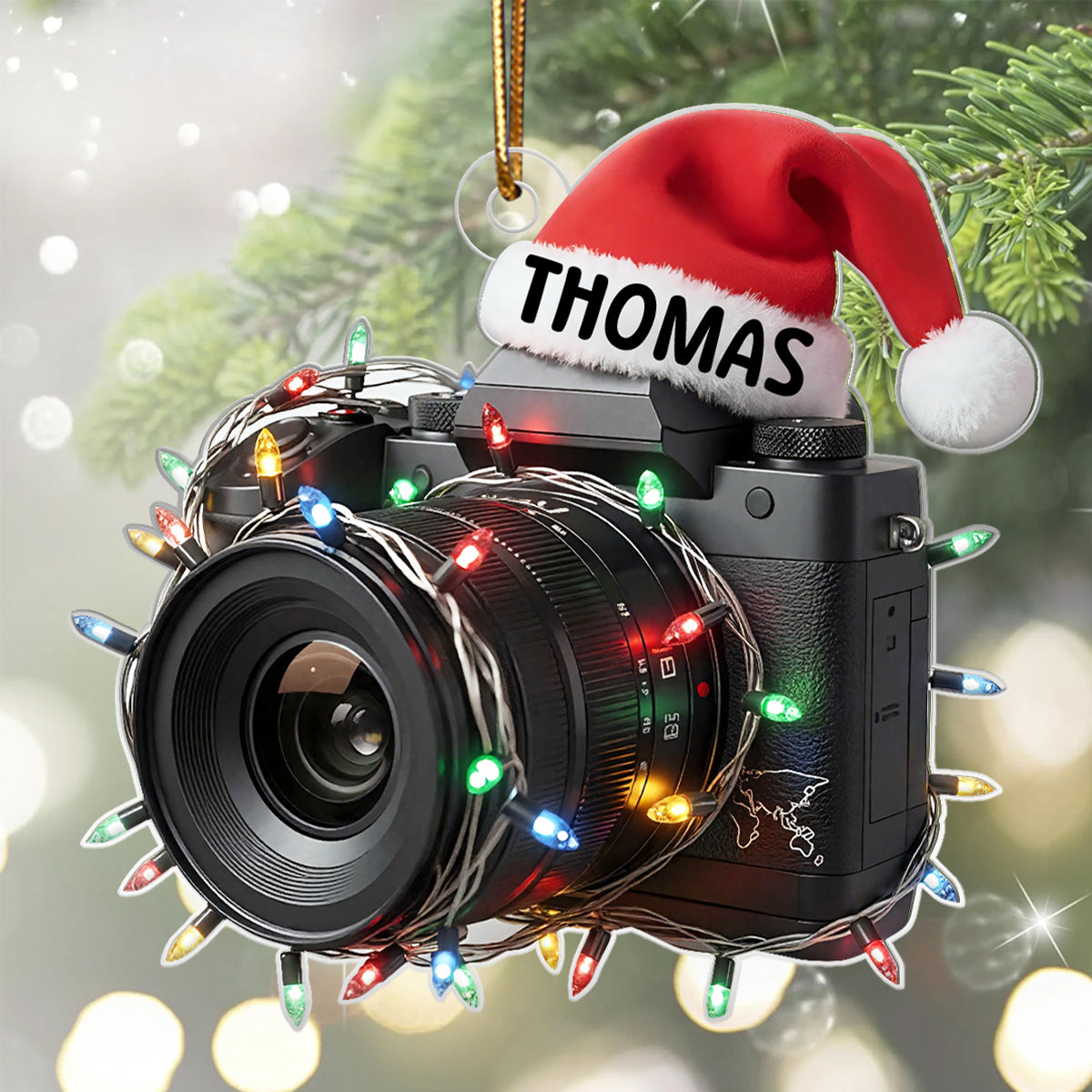 Photographer Camera Custom Name - Personalized Acrylic Ornament - Christmas Gift for Photo Lovers