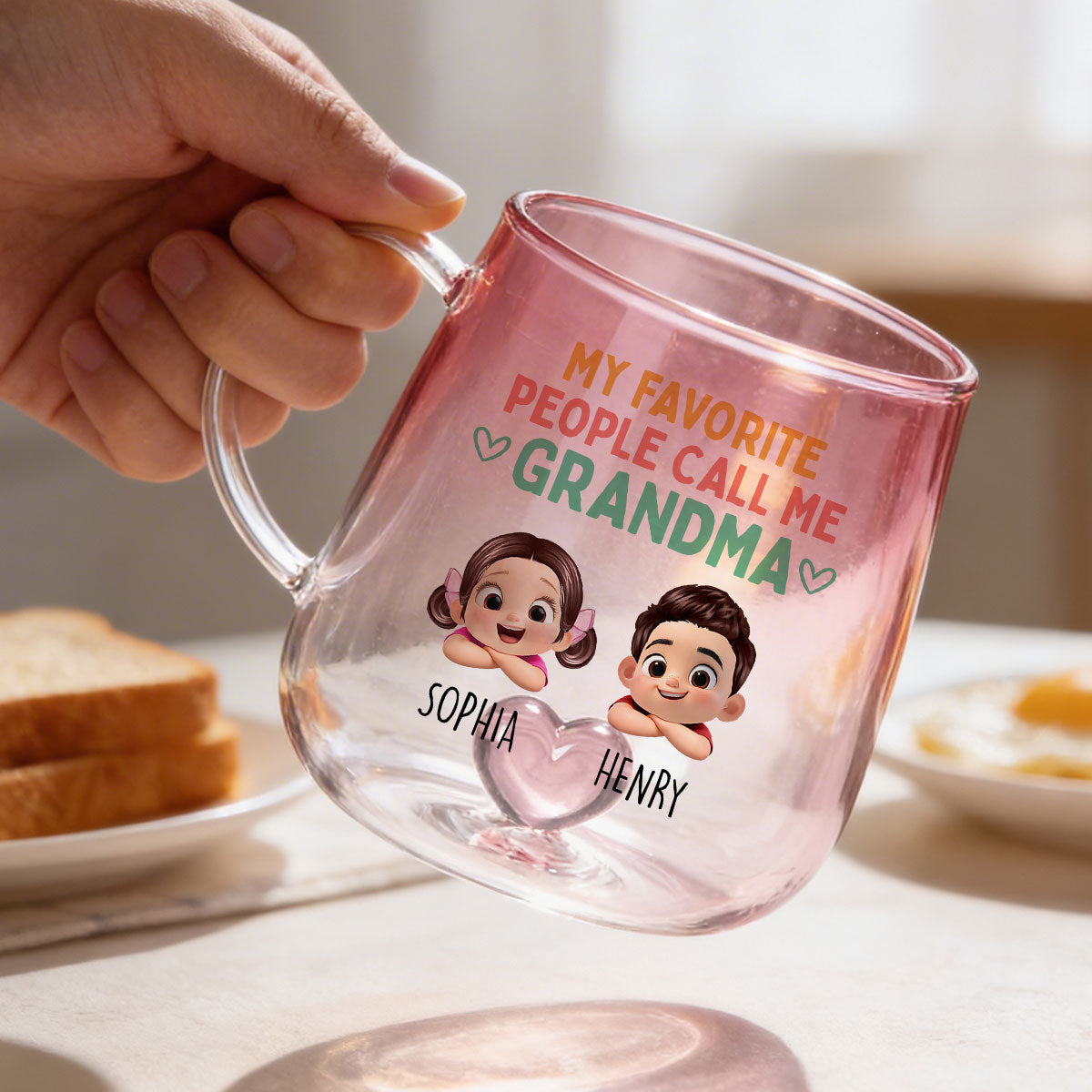 My Favorite People Call Me Grandma - Personalized Glass Mug - Heartfelt Mother's Day Gift for Grandma, Wife