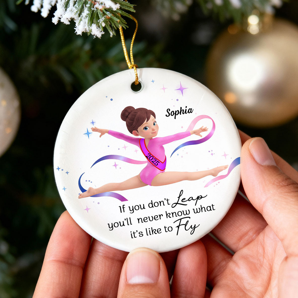 What It's Like To Fly Front Split Gymnastic Girl - Personalized Ceramic Ornament - Gymnast Gift For Daughter, Granddaughter
