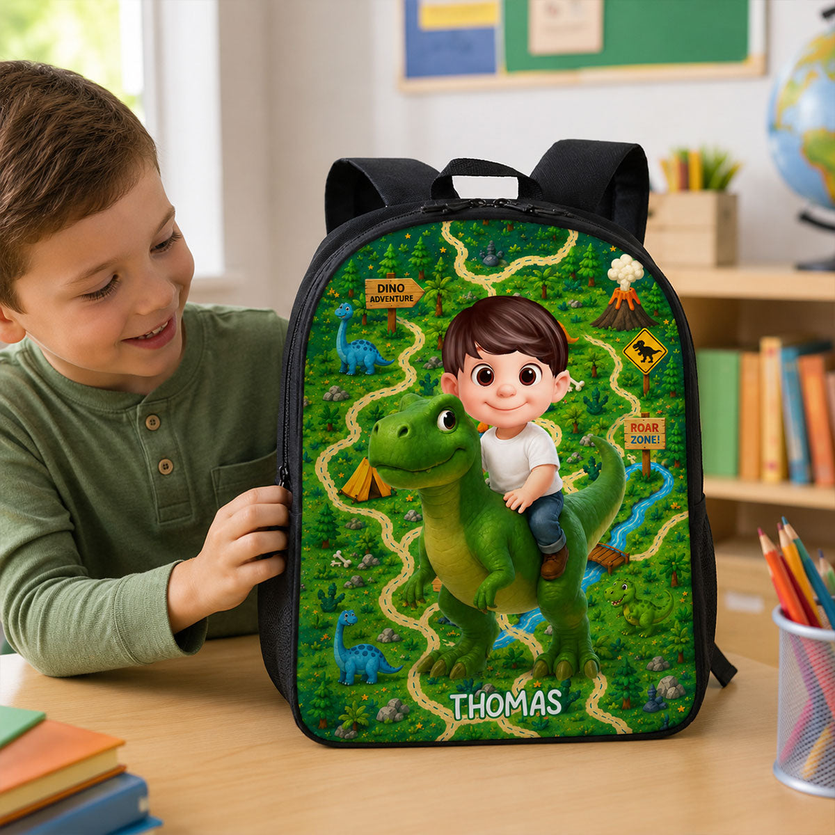 Dinosaur Adventure for Boys Girls - Personalized Backpack - Back to School Backpack for Kids