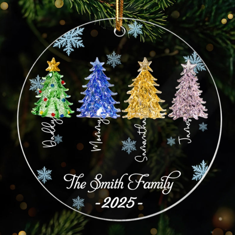 3D Crystal Effect Family Christmas Trees - Personalized Acrylic Ornament - Gift For Family