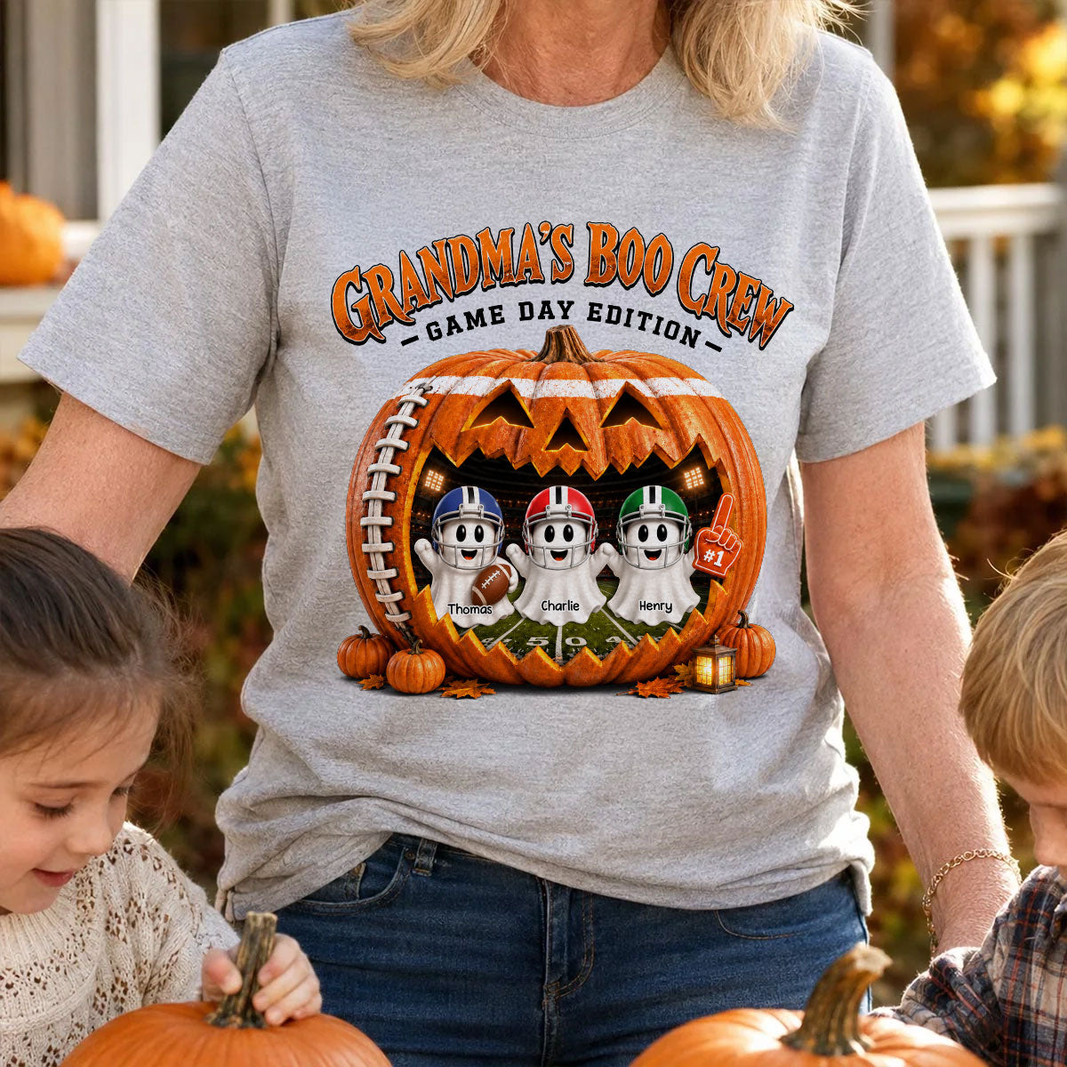 Grandma's Boo Crew Game Day Edition - Personalized Shirt - Halloween Gift, Gift For Grandma