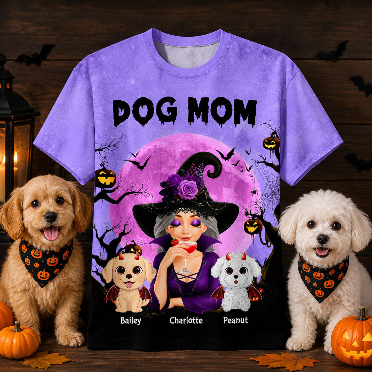 Halloween Theme Spooky Dog Mom Witch - Personalized Shirt - Halloween Gift For Dog Lovers