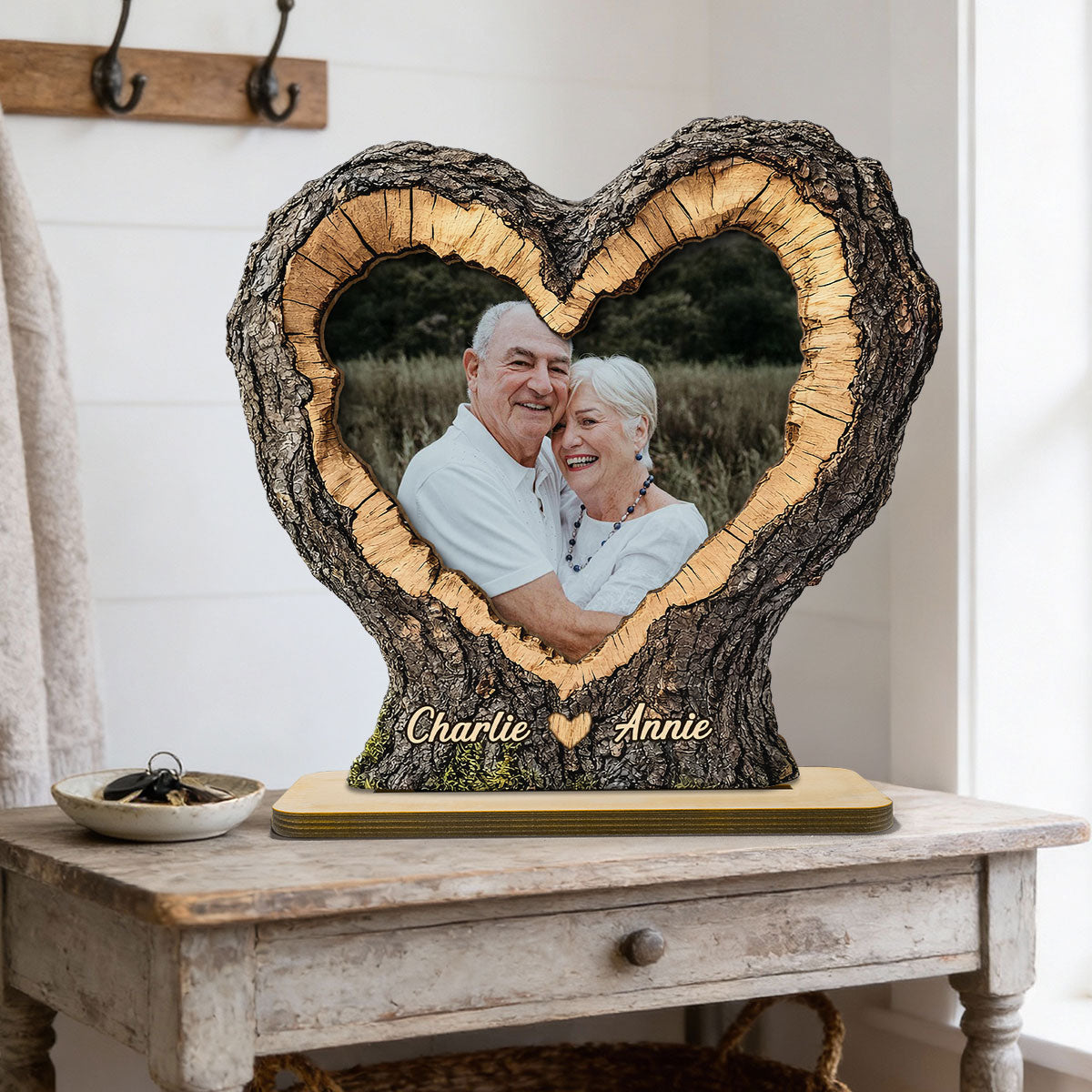 Couple Custom Photo In Heart Carved Tree 2D Flat - Personalized 2-Layered Wooden Plaque - Anniversary Gift, Valentine's Gift For Him, For Her