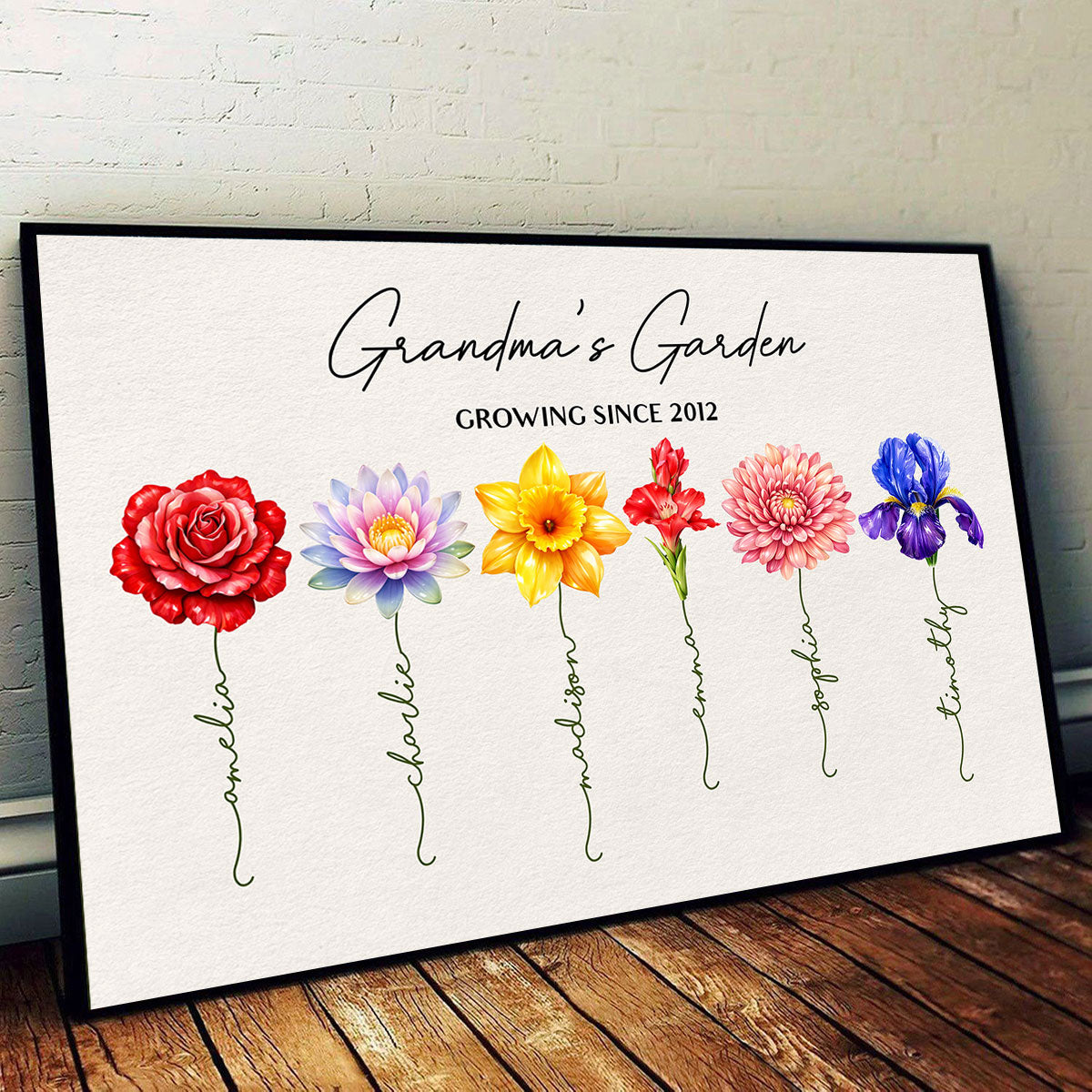 Grandma Garden Custom Birth Month Flower - Personalized Poster - Sentimental Gift for Grandma