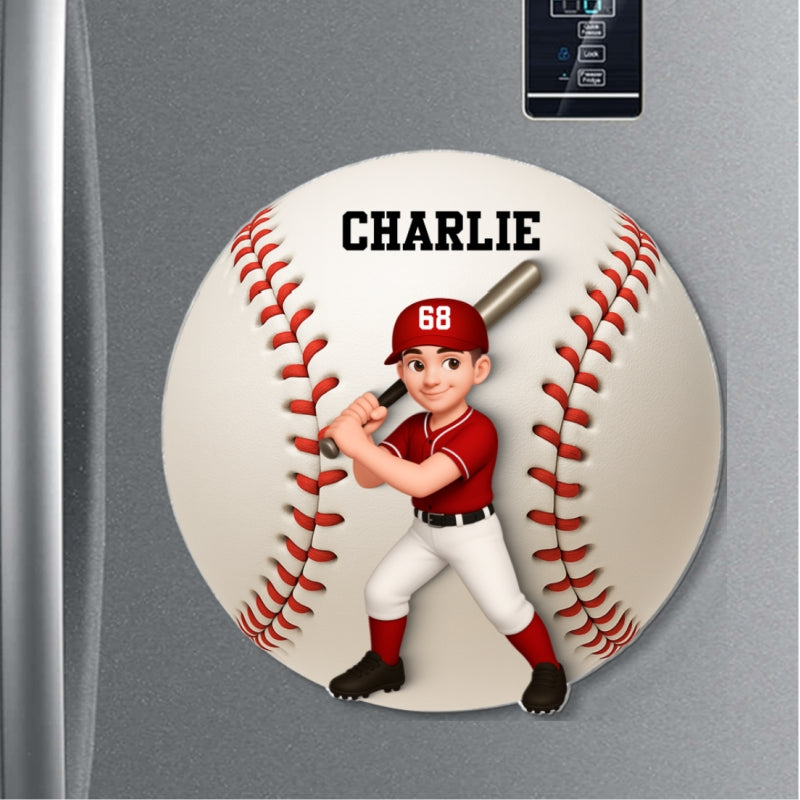 Baseball Boy & Girl - Personalized Acrylic Locker Magnet - Back To School Gift For Daughters, Sons, Grandkids, Teenagers, Teen Girl, Teen Boy