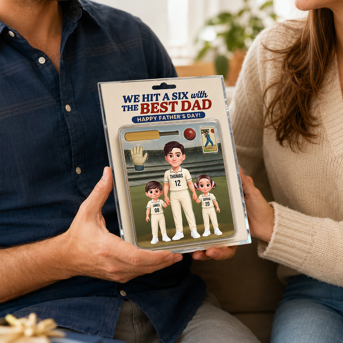 Hit A Six With The Best Dad Cricket Dad - Personalised Acrylic Block Plaque -  Gift