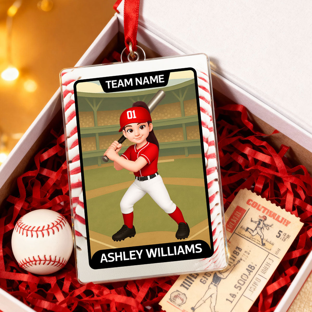 Baseball Card - Personalized Acrylic Ornament - Christmas Gift for Sons, Grandson, Daughter, Granddaughter