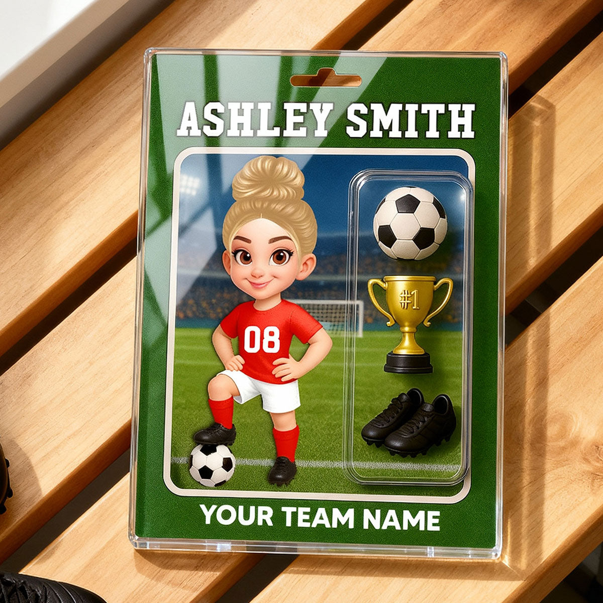 3D Effect Soccer Players Custom Figure Style - Personalized Acrylic Block Plaque - Christmas Gift For Soccer Players