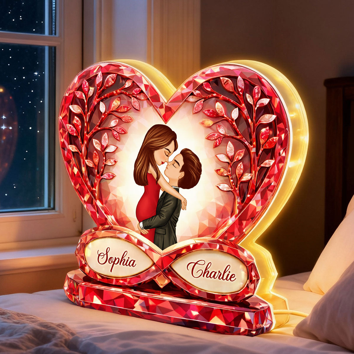 Romantic Couple Infinity Heart Love - Personalized Light Box - Anniversary, Valentine's Day Gift, Gift For Him, Gift For Her