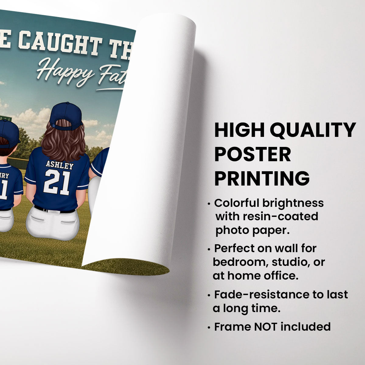 Retro Baseball Outfield We Caught The Best Dad - Personalized Poster - Father's Day Gift For Baseball Dad, Husband