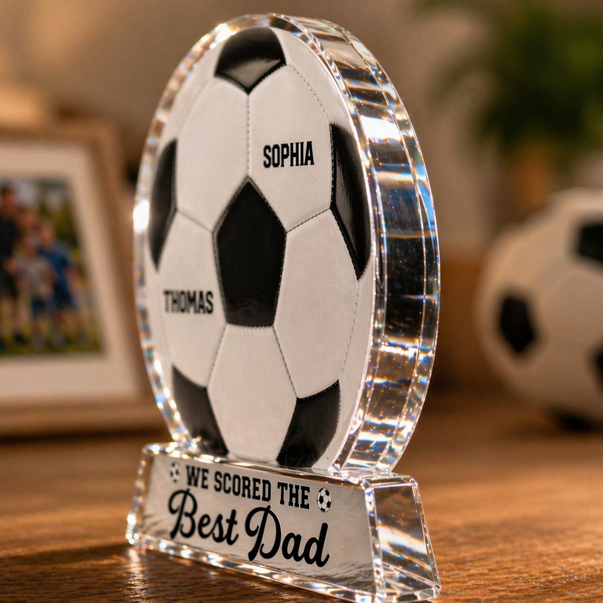 We Scored The Best Dad - Personalized Acrylic Block Plaque -  Gift For Soccer Dad