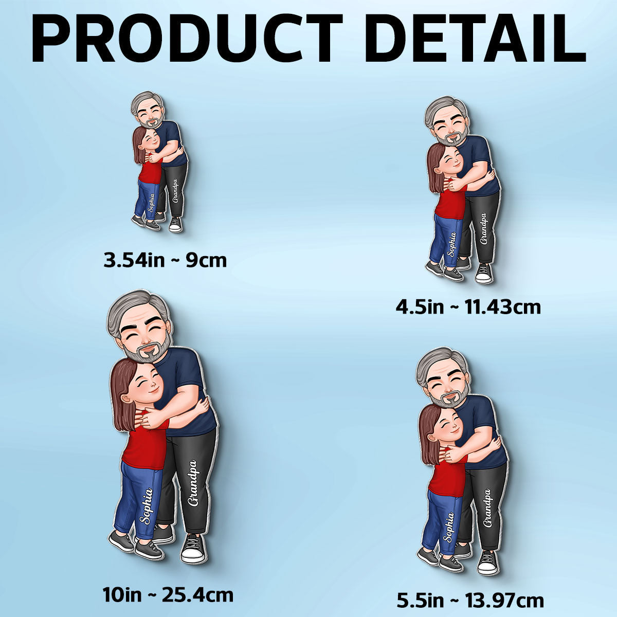Dad Grandpa Embracing Kid - Personalized Acrylic Fridge Magnet - Heartfelt Father's Day Gift For Dad, Grandpa