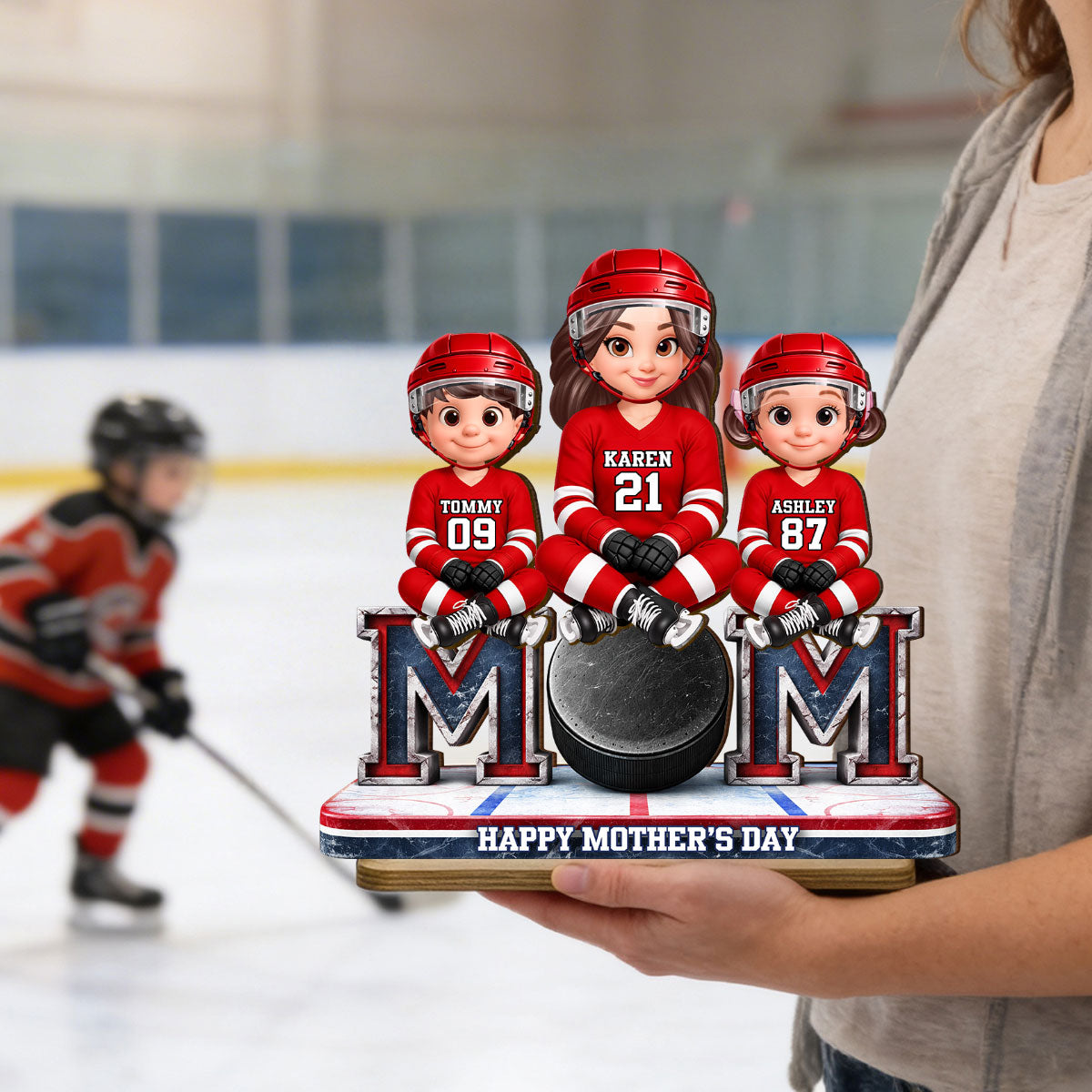 Best Hockey Mom Ever - Personalized 2-Layered Wooden Plaque - Mother's Day Gift For Hockey Mom