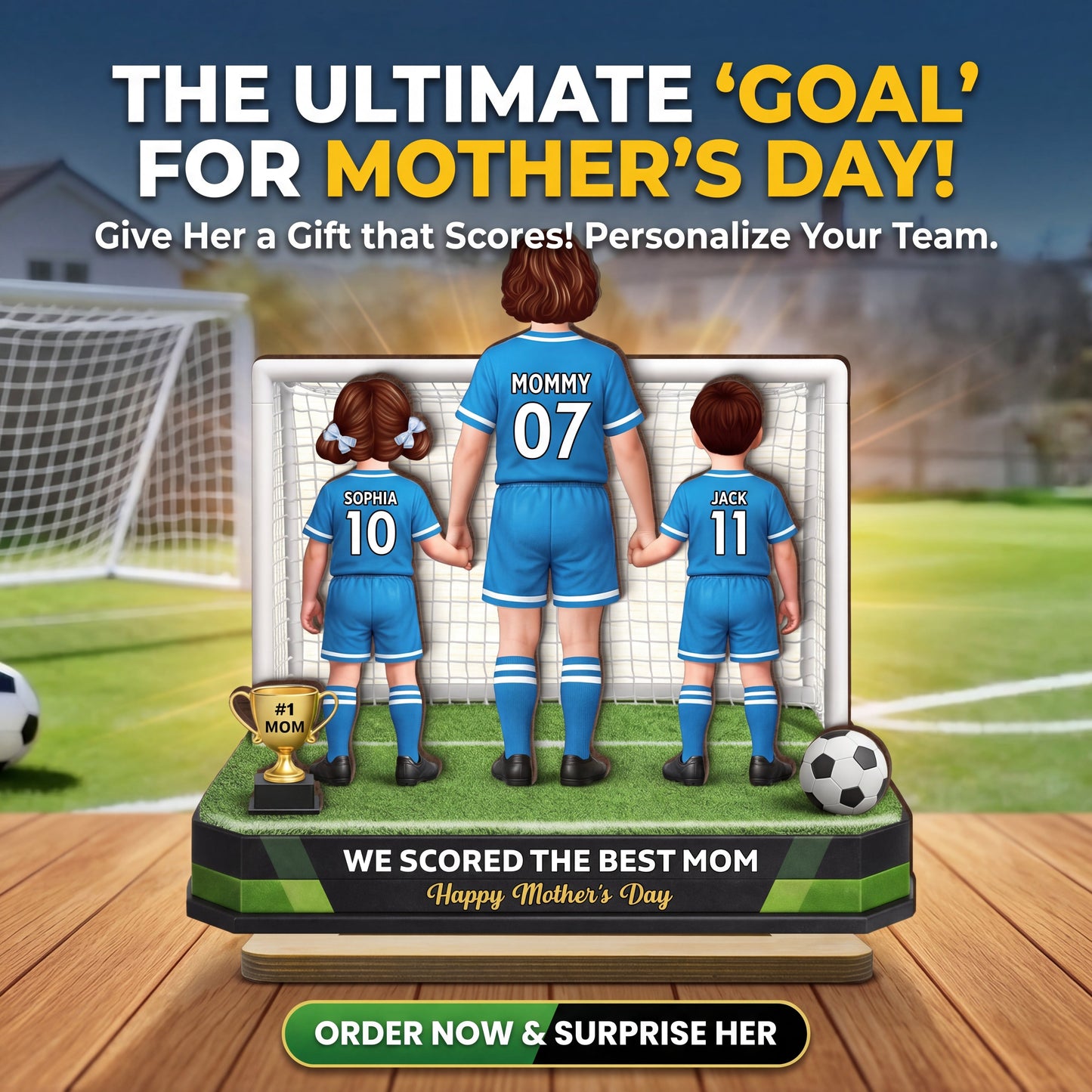 We Scored The Best Mom Soccer - Personalized 2-Layered Wooden Plaque - Mother's Day Gift For Soccer Mom