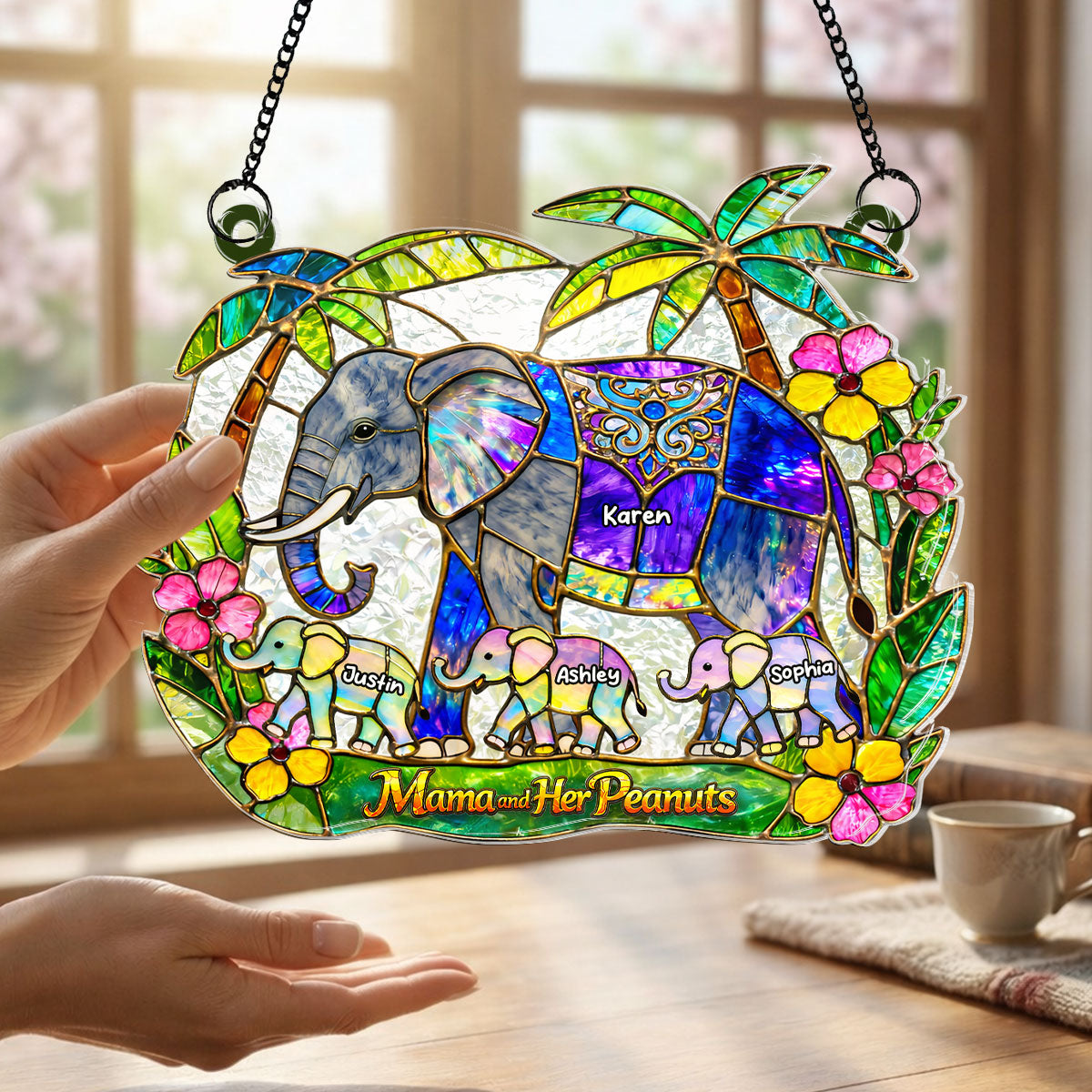 Mama and Her Peanuts - Personalized Suncatcher - Mother's Day Gift for Mom, Wife