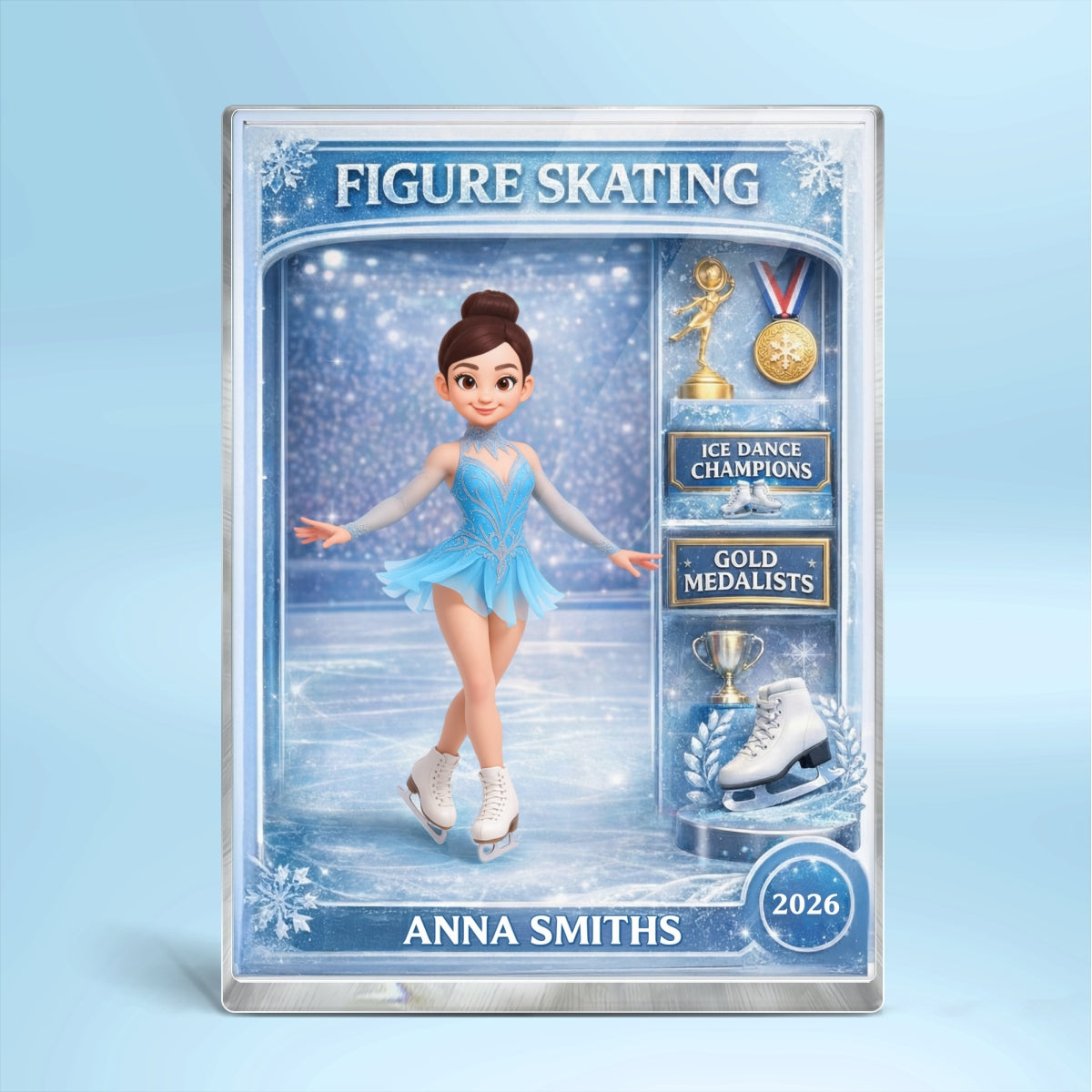 Figure Skating Woman Action Figure - Personalized Acrylic Block Plaque - Gift For Figure Skater