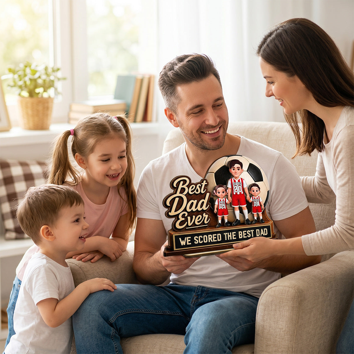 We Scored The Best Dad Soccer Dad & Kids - Personalized 2-Layered Wooden Plaque -  Gift For Soccer Dad, UK Football Dad