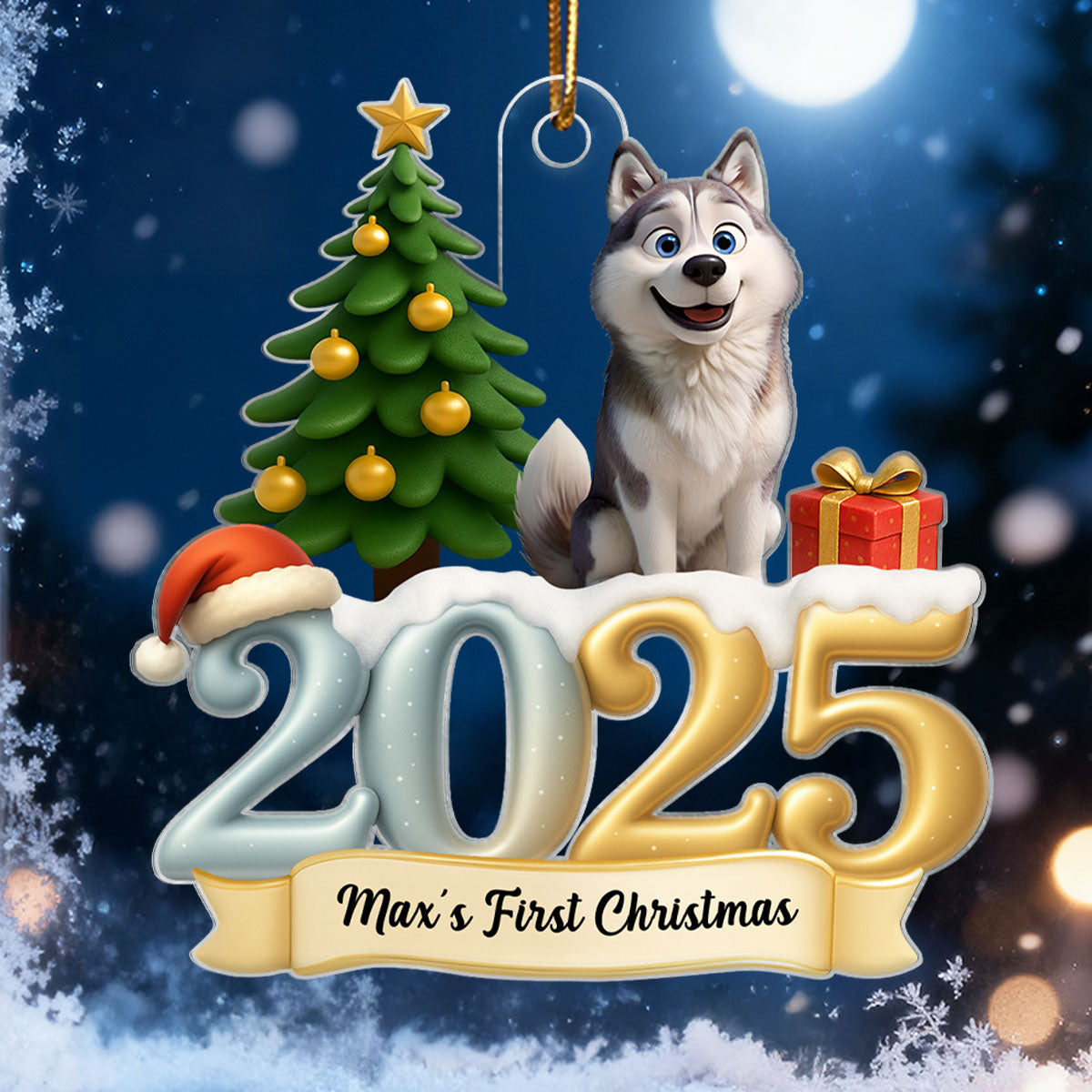 First Christmas In Our Forever Family - Personalized Acrylic Ornament - Unique Christmas Gift For Dog Lovers