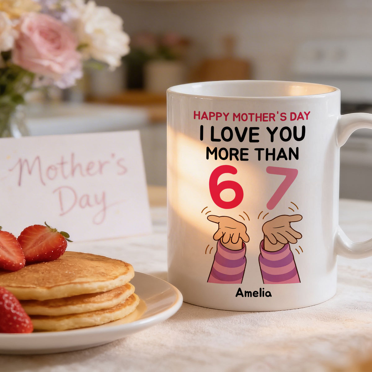I Love You More Than 6 7 - Personalized Mug - Mother's Day Gift for Mom, Wife