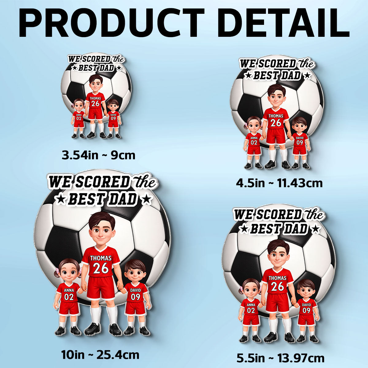 Soccer Dad And Kids We Scored The Best Dad - Personalized Acrylic Fridge Magnet - Father's Day Gift For Dad, Husband