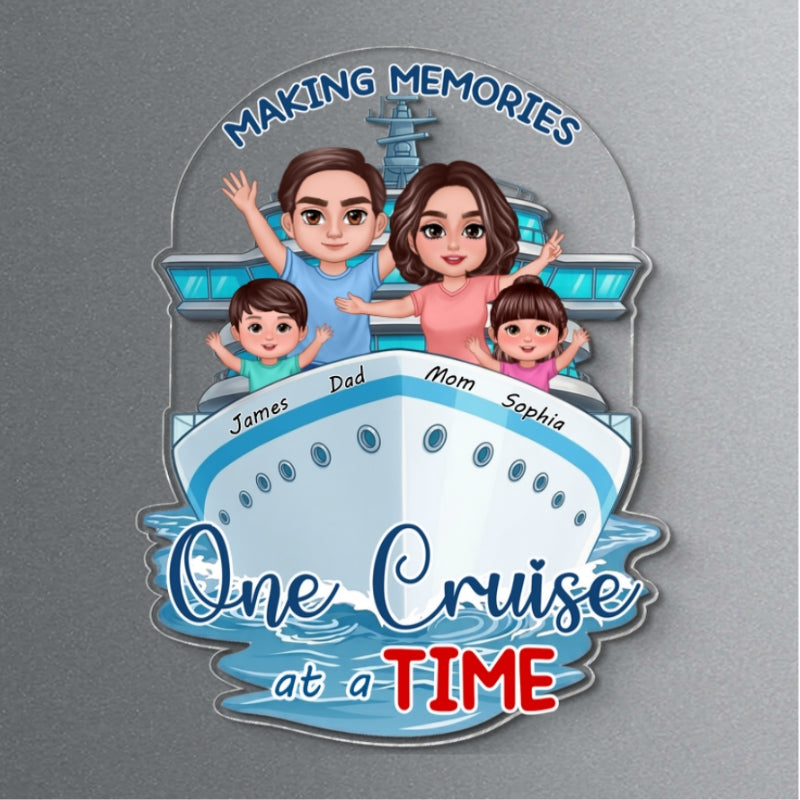 Making Memories One Cruise At A Time Happy Family - Personalized Cruise Ship Door Magnet - Family Cruise Trip Keepsake