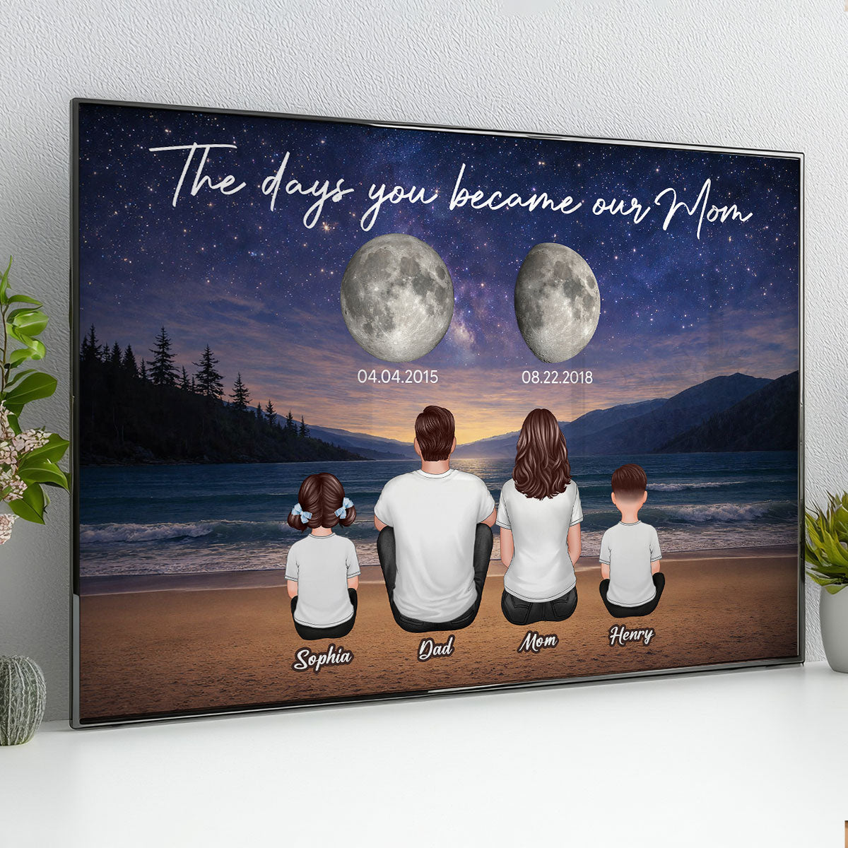Endless Love The Day You Become Mom Grandma Custom Birth Moon Phase - Personalized Poster - Mother's Day Gift For Mom, Grandma