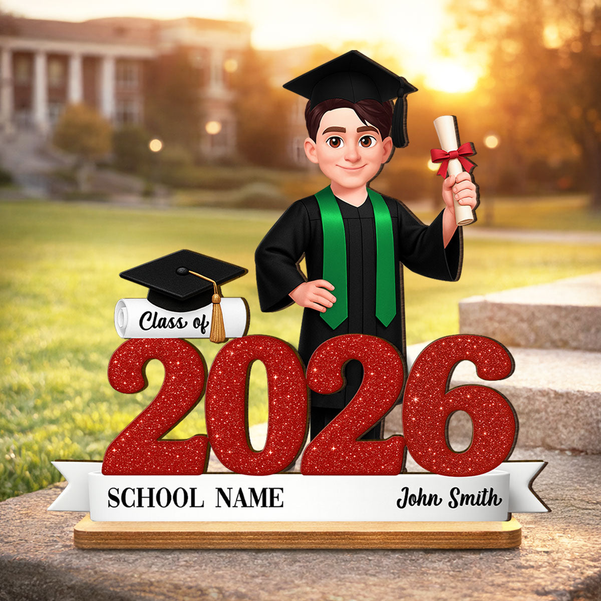 Class Of 2026 3D Effect Senior - Personalized 2-Layered Wooden Plaque - Graduation Gift For Seniors, Daughter, Son, Grandkids
