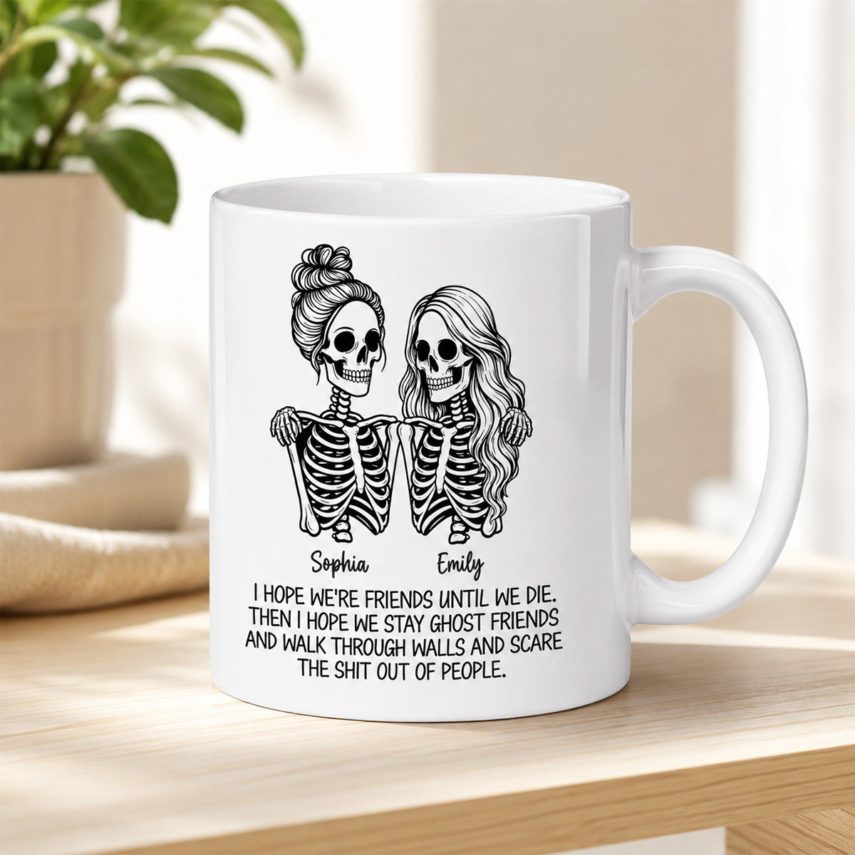 Skeleton Besties Until We Die - Personalized Mug - Funny Work Bestie Gift, Halloween Keepsake For Best Friends