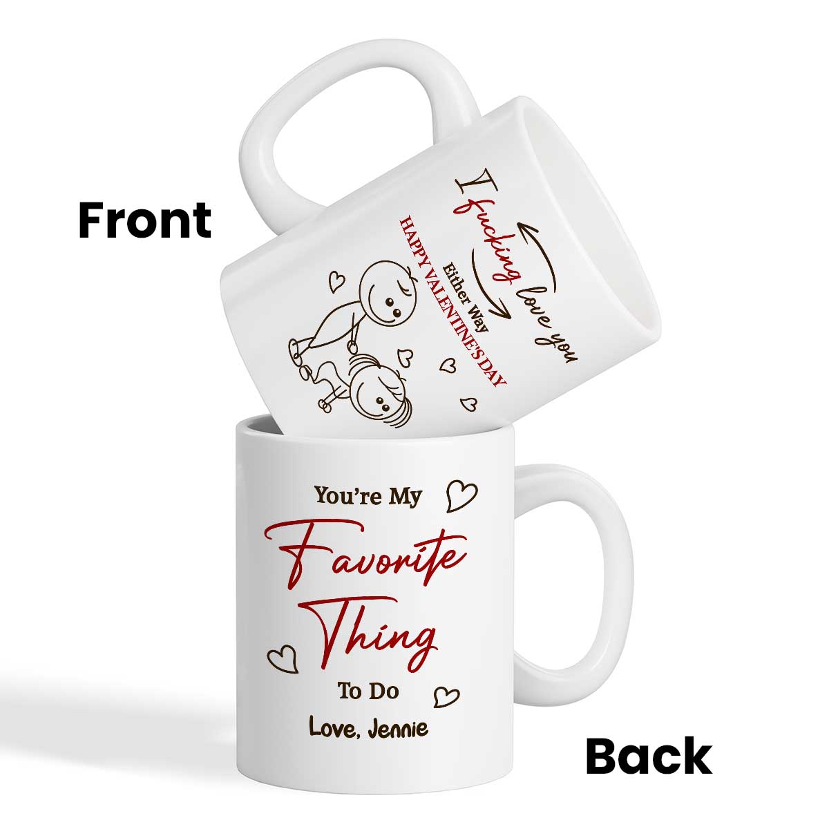 I Fcking Love You Funny Inappropriate Stick Couple - Personalized Mug - Valentine's Day Gift For Him, For Her