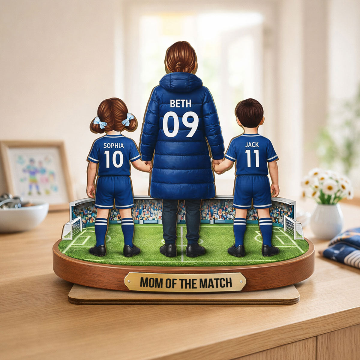 Mom of the Match - Personalized 2-Layered Wooden Plaque – Gift for Football Mom