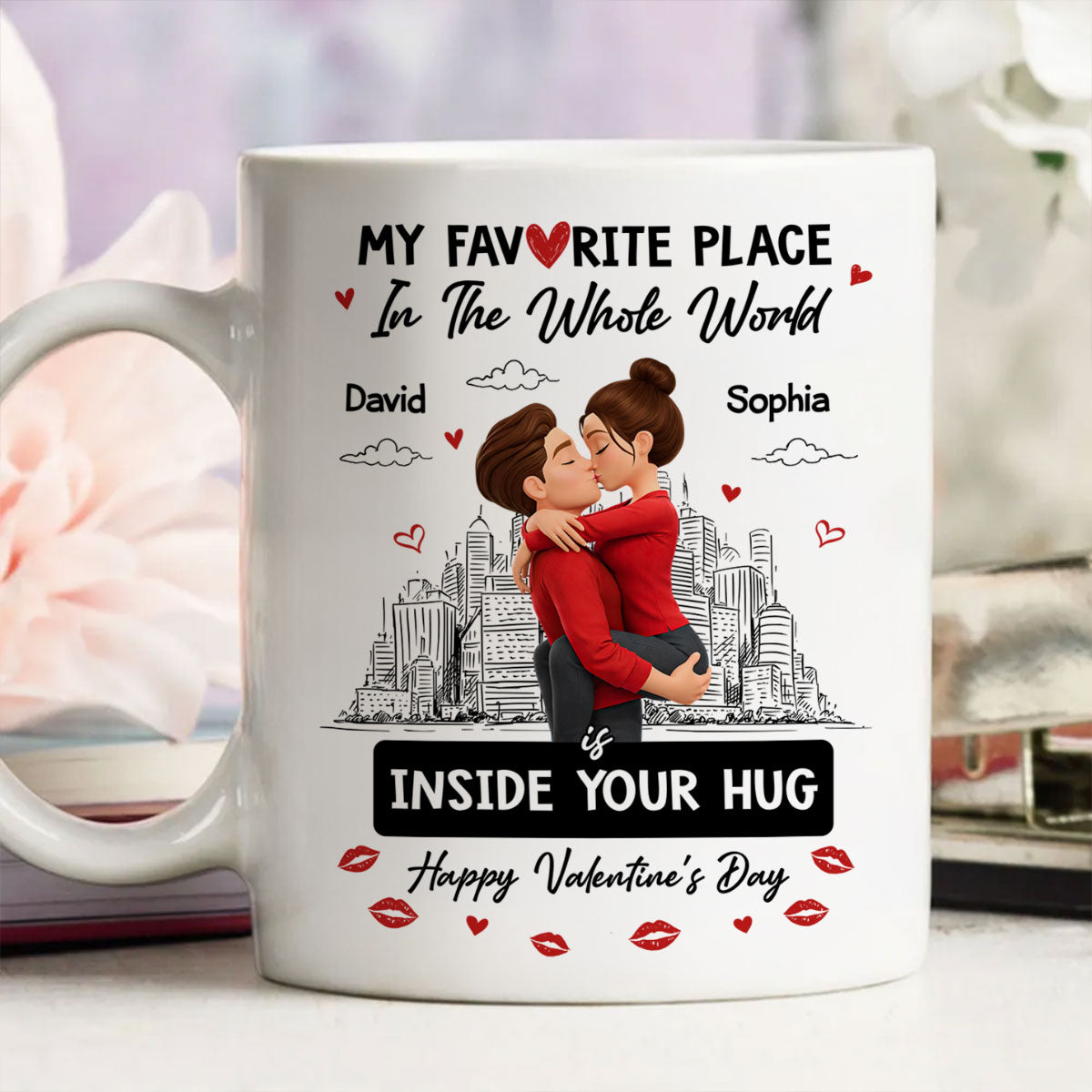 My Favorite Place in the Whole World is Inside Your Hug - Personalized Mug - Sentimental Couple Gift for Him