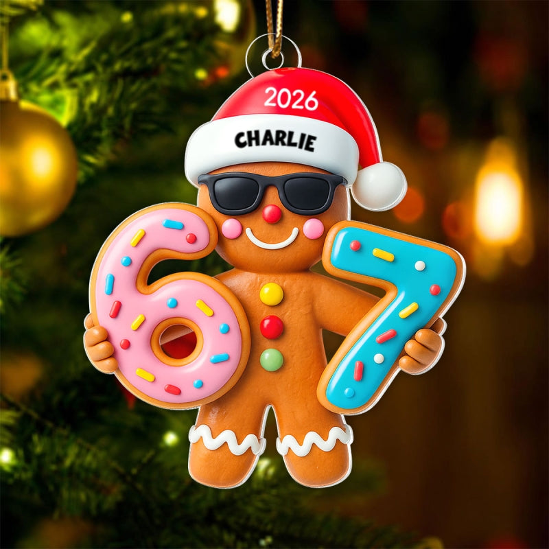 Gingerbread Viral Trend Six Seven - Personalized Acrylic Ornament - Christmas Gift for Kid, Grandkids
