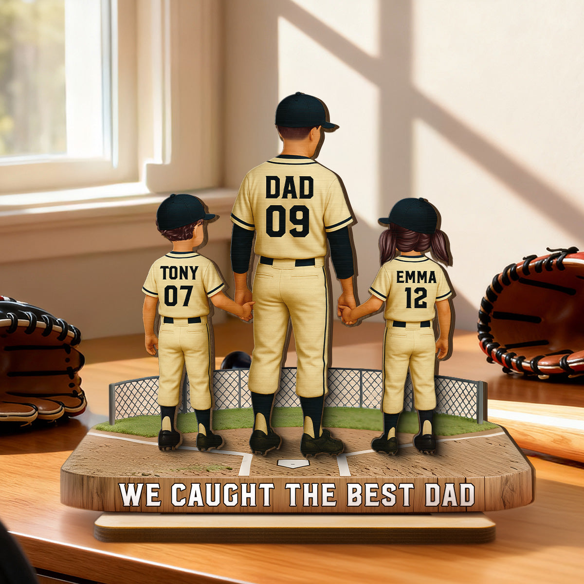Daddy's Baseball Dream Team - Personalized 2-Layered Wooden Plaque -  Gift For Baseball Dad